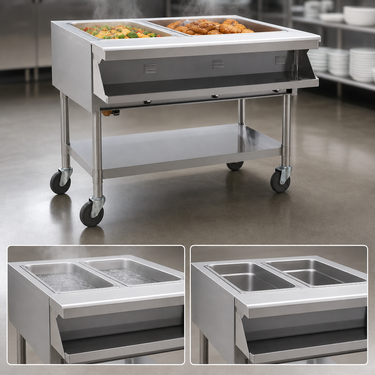 Product image #3 for Eagle Group Portable Electric Sealed Well Hot Food Table with Open Shelf Base, 2 Wells, 208V