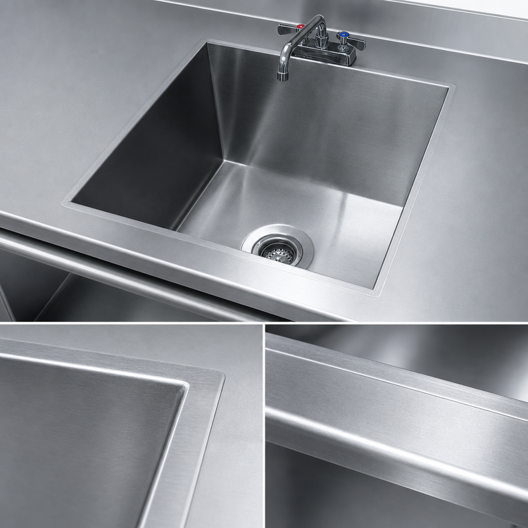 Product image #3 for Advance Tabco TA-11R Single-Bowl Welded Sink Into Table Top, 36 x 24 x 14 Inch Bowl, Faucet Included