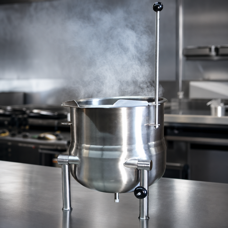Product image #3 for Crown DC-6 6 Gallon Countertop Direct Steam Tilting Kettle with 2/3 Steam Jacket