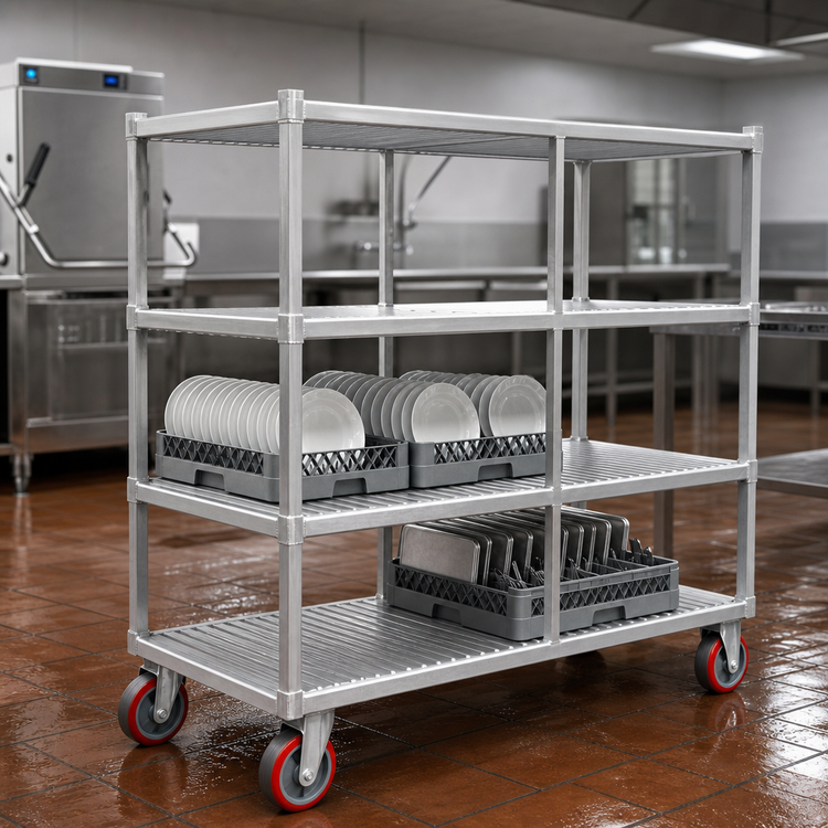 Product image #3 for Lifetime Tough 3-Tier Mobile Tray Drying Rack, Aluminum, 63 x 30 x 60 Inches