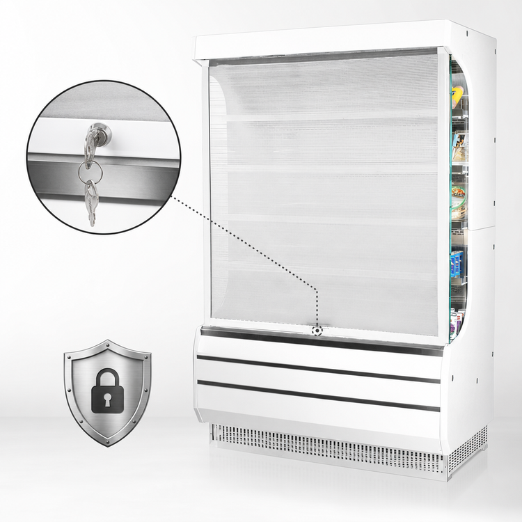 Product image #3 for Turbo Air 48-Inch White Fabric Locking Security Cover for TOM-50W-N Open Display Merchandiser