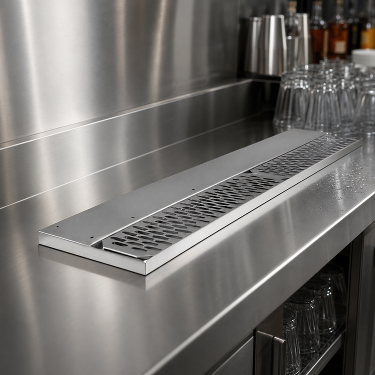 Product image #3 for Glastender DR-12R 12-Inch Stainless Steel Underbar Mount Drink Rail, Right Drain
