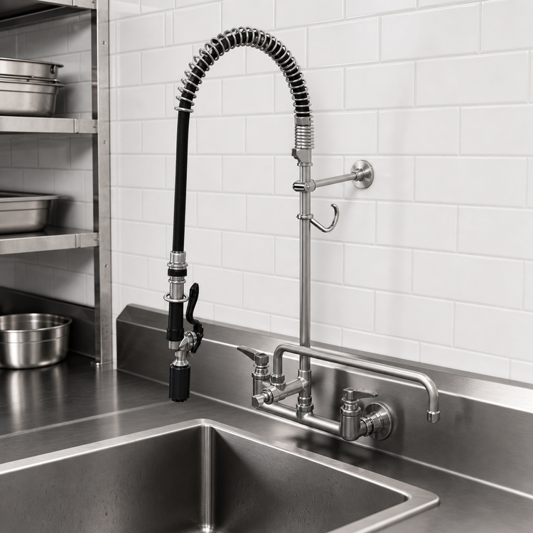 Product image #3 for EasyInstall 8-Inch Wall Mount Add-On Pre-Rinse Unit with 18-Inch Swing Nozzle