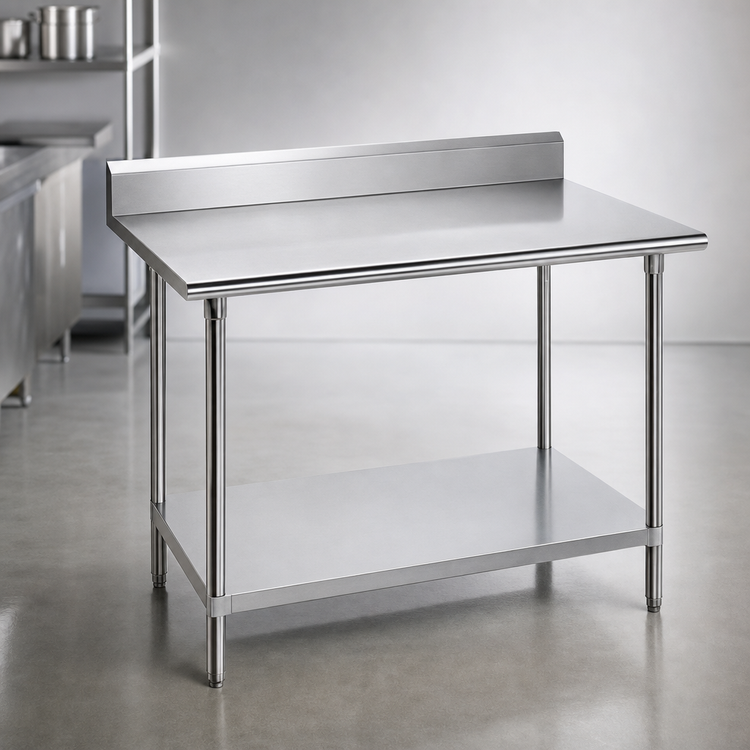 Product image #3 for Advance Tabco 108" x 30" Stainless Steel Work Table with 5" Backsplash and Adjustable Undershelf