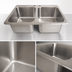 Thumbnail image #3 for BK Resources Two-Compartment 18-Gauge 304 Stainless Steel Drop-In Sink with 14 x 16 x 10 Inch Bowls