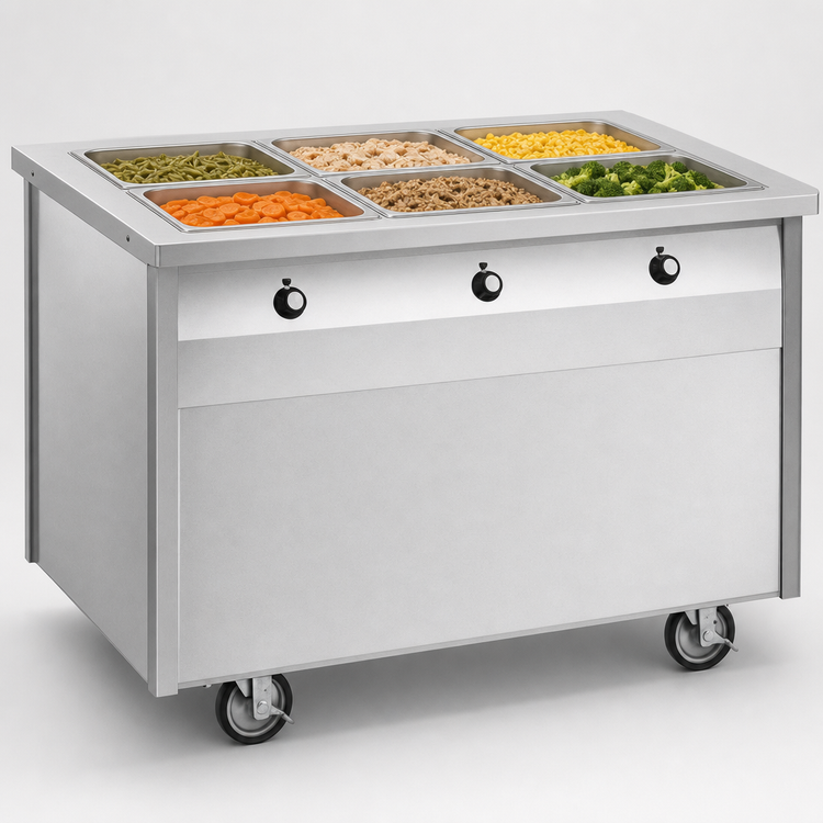 Product image #3 for Randell Electric Mobile Modular 6-Well Sealed Hot Food Table with Enclosed Base