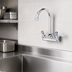 Thumbnail image #3 for Steel Works Stainless Wall-Mount Gooseneck Faucet, 4-Inch Centers, 4-Inch Spout