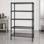 Thumbnail image #3 for Quantum WR86-2424BK-5 24"W x 24"D x 86"H Black Epoxy Wire Shelving Starter Kit, 5 Shelves, Stationary