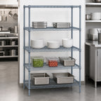 Thumbnail image #3 for Quantum WR74-1430GY-5 Stationary Wire Shelving Starter Kit, 30"W x 14"D x 74"H, 5 Shelves, Gray Epoxy Antimicrobial Finish