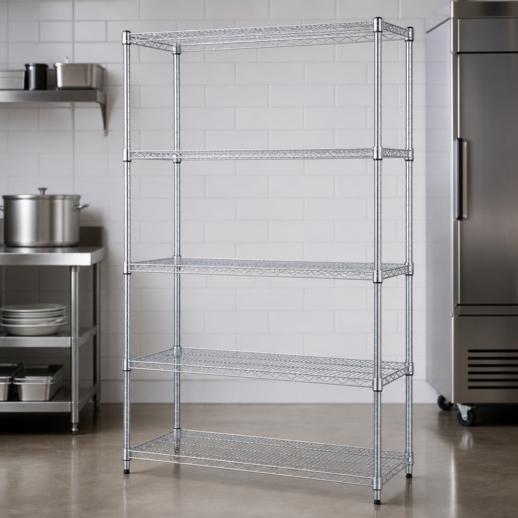 Product image #3 for Quantum 54"W x 14"D x 74"H 5-Shelf Stainless Steel Wire Shelving Starter Kit