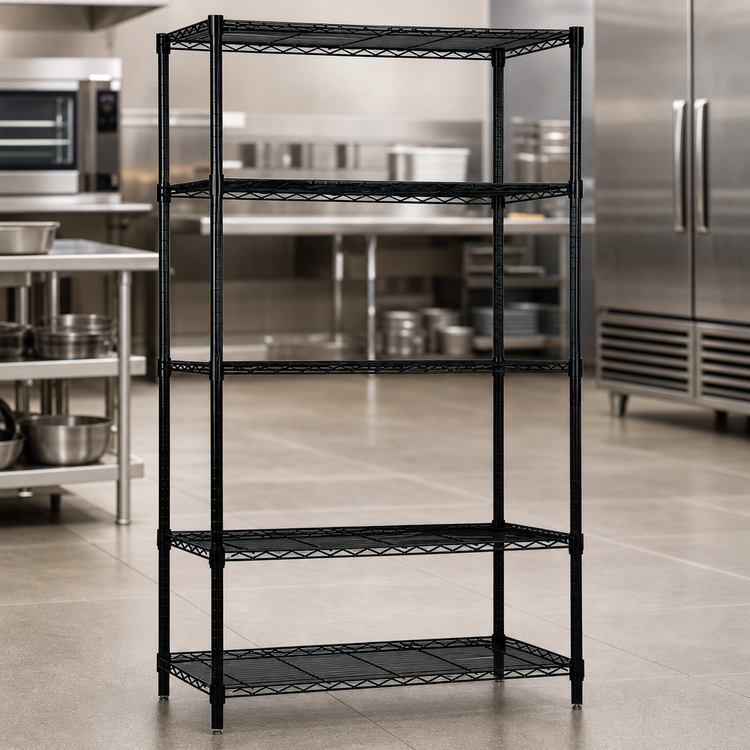 Product image #3 for Quantum 72 x 18 x 54 Inch 5-Shelf Wire Shelving Starter Kit, Black Epoxy