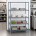 Thumbnail image #3 for Quantum Stationary Wire Shelving Starter Kit, 30 in. W x 14 in. D x 74 in. H, 5 Shelves, Gray Epoxy Antimicrobial Finish