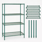Thumbnail image #3 for Quantum WR74-2136P 4-Shelf Wire Shelving Starter Unit, Stationary, Green Epoxy Antimicrobial Finish, 36"W x 21"D x 74"H