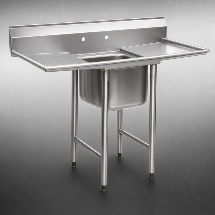 Product image #3 for Eagle Group 414 Series Freestanding 1-Compartment Sink with Left and Right Drainboards