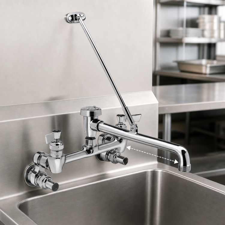Product image #3 for Fisher Wall-Mounted Service Sink Faucet with Long Spout, Eccentric Stops, and Vacuum Breaker
