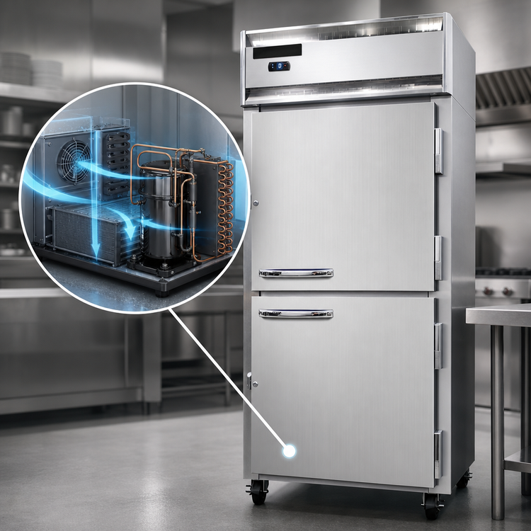 Product image #3 for Continental Refrigerator 1FXSNSSHD 1-Section Extra-Wide Shallow Depth Reach-In Freezer with Half-Height Solid Doors