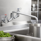 Thumbnail image #3 for John Boos PBF-12-SLF Heavy-Duty Splash-Mount Commercial Faucet, 12-Inch Swing Spout, 8-Inch Centers, Ceramic Valves