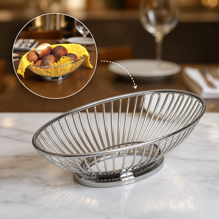 Product image #3 for American Metalcraft Oval Stainless Steel Serving Basket