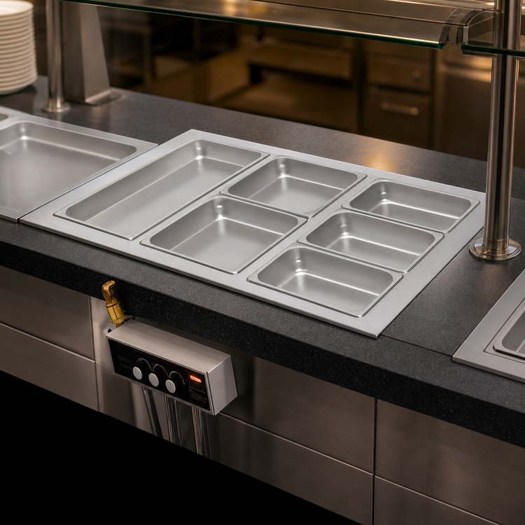 Product image #3 for Hatco Drop-In Insulated Modular/Ganged Heated Food Well, 3 Full-Size Pan Capacity, Wet/Dry Operation