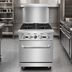 Thumbnail image #4 for CookRite 24-Inch 4-Burner Propane Commercial Gas Range with Space Saver Oven and Hi-Shelf