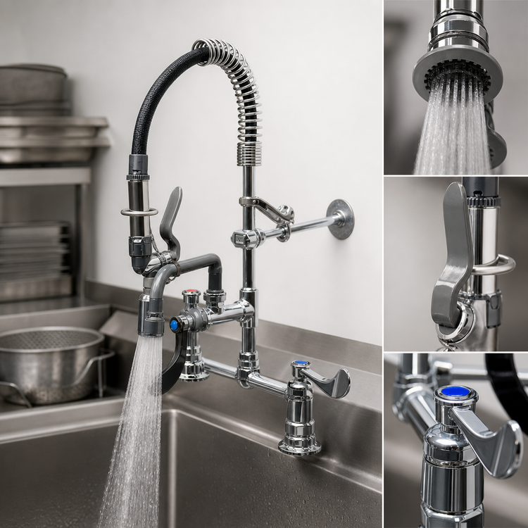 Product image #3 for T&S Brass EasyInstall Mini Pre-Rinse Faucet with Low Flow Spray Valve and 4" Wrist Handles