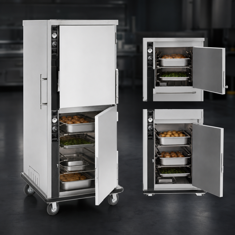 Product image #3 for Mobile Split-Cavity Heated Holding Cabinet with Half Doors and Humi-Temp Heat System