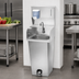 Thumbnail image #3 for Krowne Pedestal-Mounted Stainless Steel Hand Sink with Foot Pedal Valve, Side Splashes, and Soap/Towel Dispenser