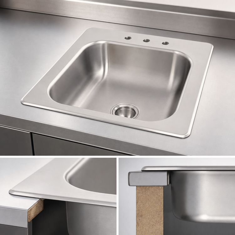 Product image #3 for Advance Tabco Smart Series™ Single Bowl Drop-In Sink, 17" x 15" Overall, 14" x 10" Bowl, 10" Deep