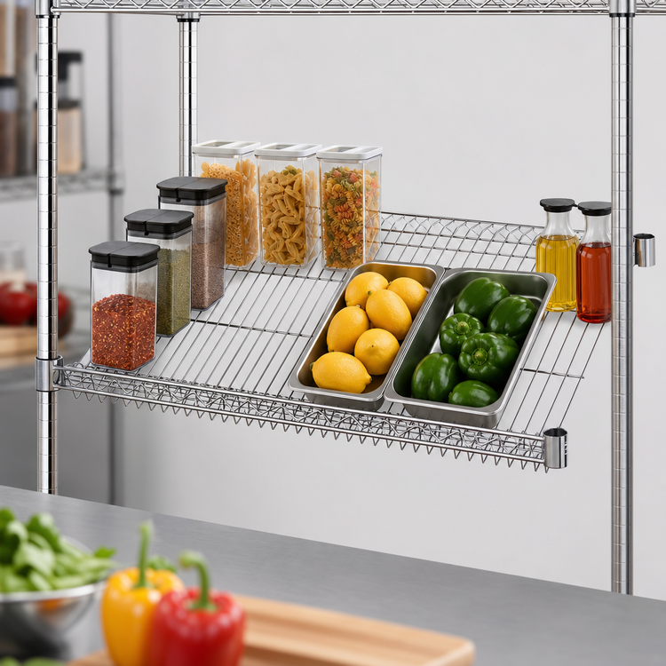 Product image #3 for Quantum Slanted Wire Shelf, 48 x 24 Inches, Chrome Plated