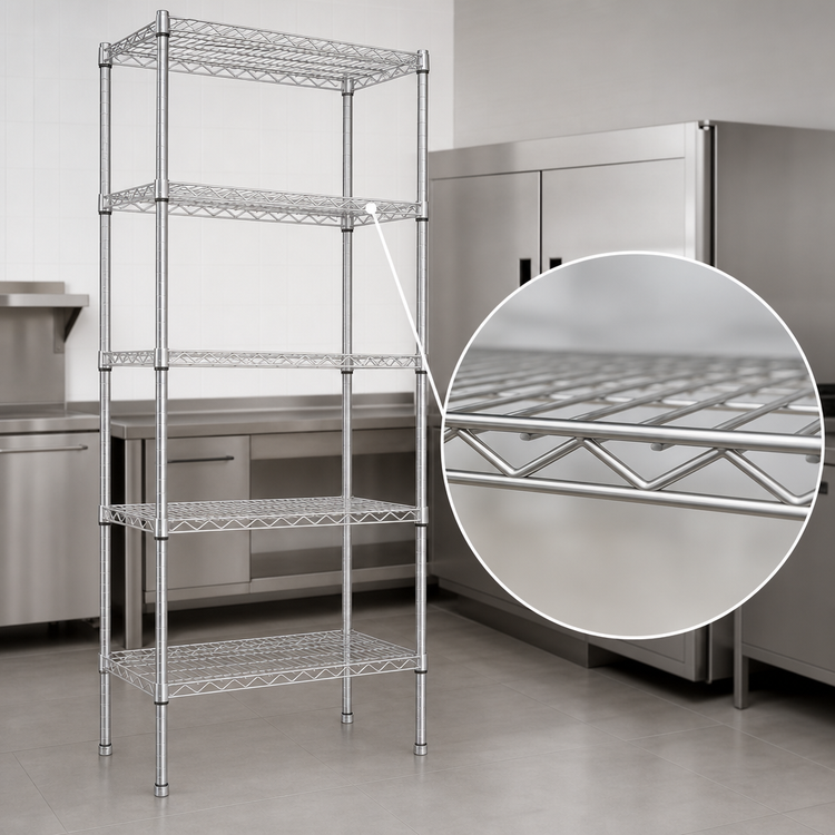 Product image #3 for Eagle Group 5-Tier Stationary Starter Wire Shelving Unit, 24W x 21D x 74H, Stainless Steel Finish