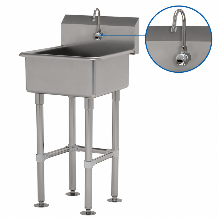 Product image #3 for Advance Tabco 27-Inch Freestanding Stainless Steel Service Sink with 24 x 18 x 12-Inch Bowl and Electronic Faucet