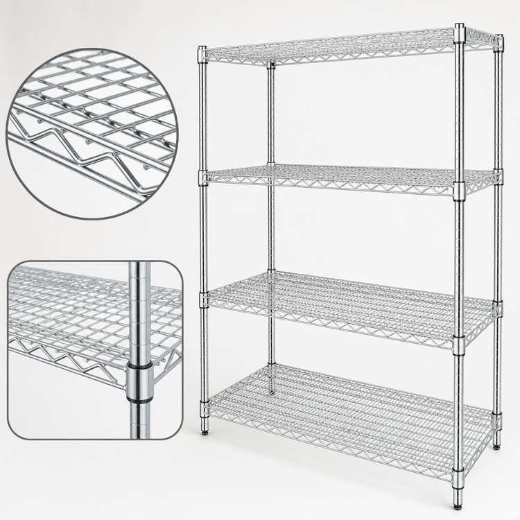 Product image #4 for EAGLEbrite Double-Mat Wire Shelving Starter Unit, 4-Tier, 48 x 18 x 74 Inches, Zinc Finish