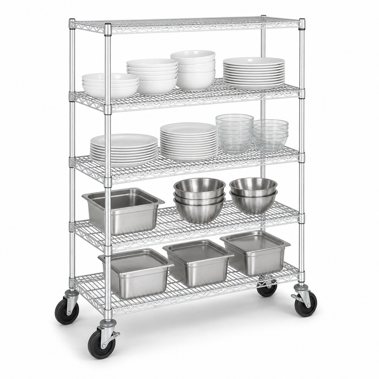 Product image #3 for Metro Super Erecta 4-Shelf Wire Stem Caster Cart, 36 x 18 x 69 Inches, 600 lb. Capacity