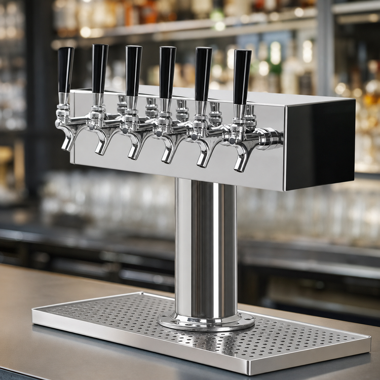 Product image #3 for 20-Inch T-Style Countertop Air-Cooled 6-Faucet Draft Beer Tower, Polished Stainless Steel