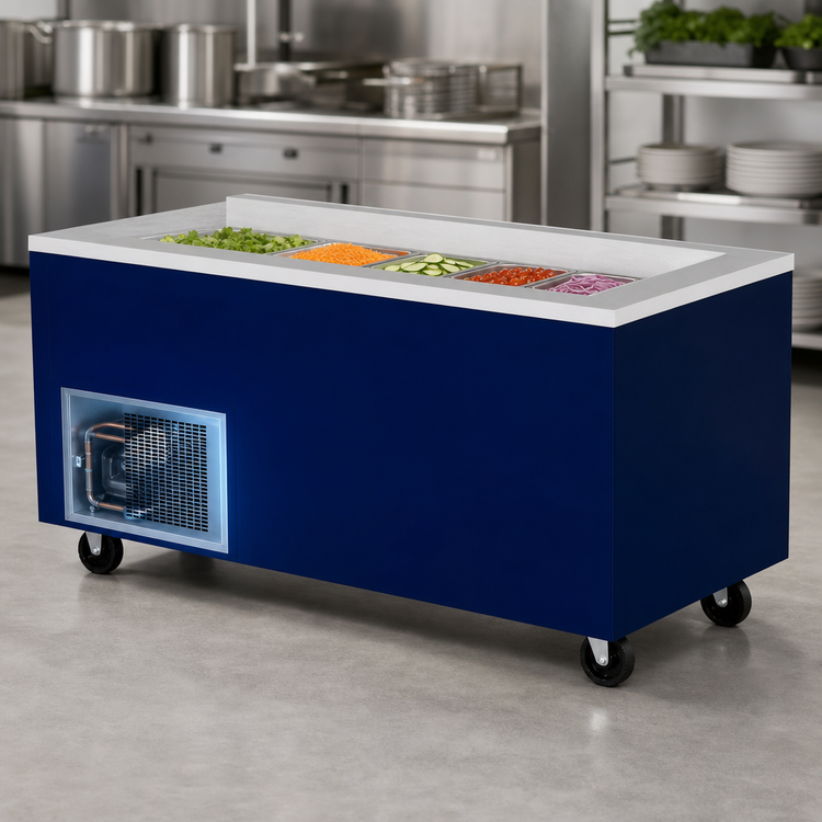 Product image #3 for Randell Custom & Serving 72-Inch Mobile Refrigerated Cold Food Table with 5-Pan Capacity