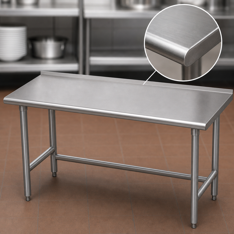 Product image #3 for Advance Tabco TFMS-244 48" x 24" 16 Gauge 304 Stainless Steel Work Table with 1-1/2" Rear Upturn
