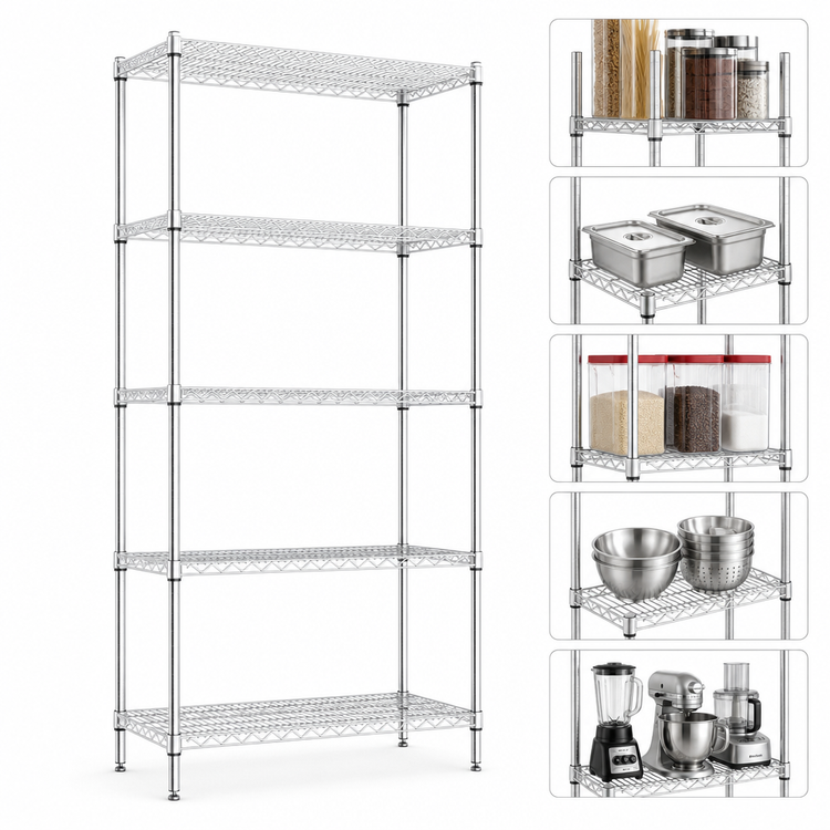 Product image #3 for Eagle Group 5-Tier Starter Wire Shelving Unit, 30 x 21 x 86 Inches, Chrome-Plated