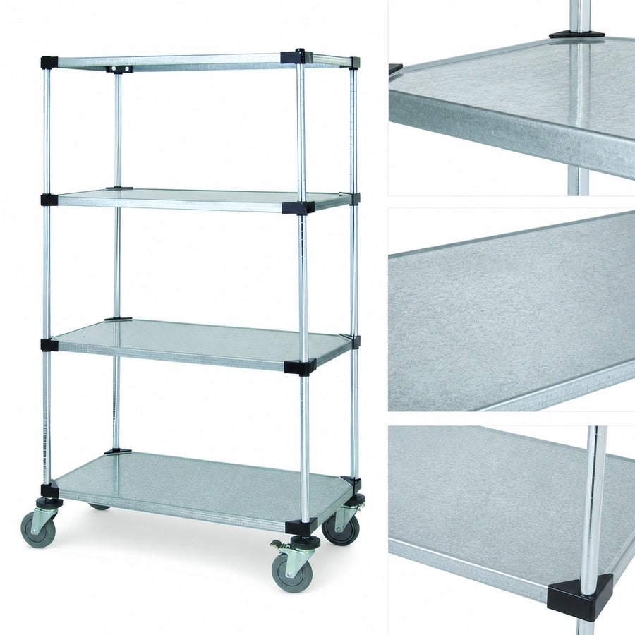 Four Solid Galvanized Steel Shelves