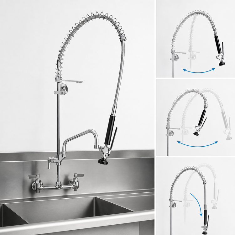 Product image #3 for Fisher Pre-Rinse Spring Style Wall Mount Add-On Faucet with 6-Inch Swing Spout