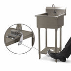Thumbnail image #3 for Advance Tabco FS-FM-2219FV Freestanding One-Station 14-Gauge 304 Stainless Steel Service Sink with Toe-Push Valve and Gooseneck Spout