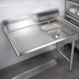 Thumbnail image #3 for 48 x 28 Inch Undercounter Stainless Steel Dish Table with Left Drainboard and Right Pre-Rinse Sink