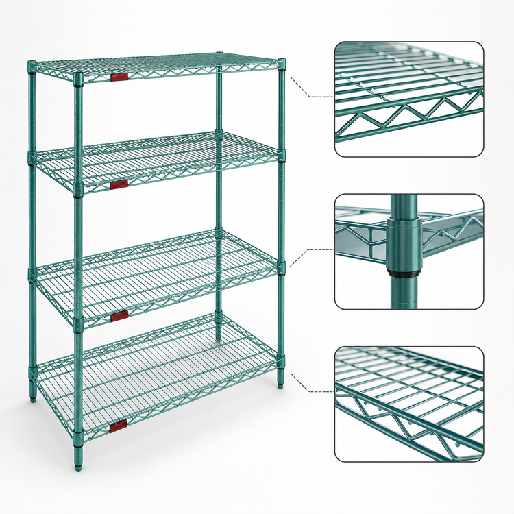 Product image #3 for EagleGard 4-Tier Stationary Starter Wire Shelving Unit, 60 x 24 x 63 Inches