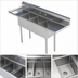 Thumbnail image #3 for Sapphire Manufacturing 3-Compartment 304 Stainless Steel Sink with Left and Right Drainboards, 90 Inch W x 26-1/2 Inch D x 44-1/4 Inch H
