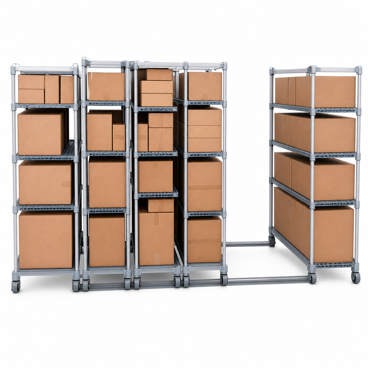 Product image #3 for MetroMax iQ qwikTRAK Double-Deep Track Shelving Intermediate Unit Kit, 74-Inch Polymer Posts
