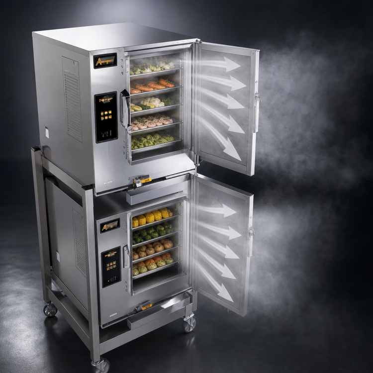 Product image #3 for AccuTemp Evolution Connected Double-Stack Boilerless Convection Steamer, 2-Compartment, 6-Pan Per Compartment, Electric, Stand-Mounted