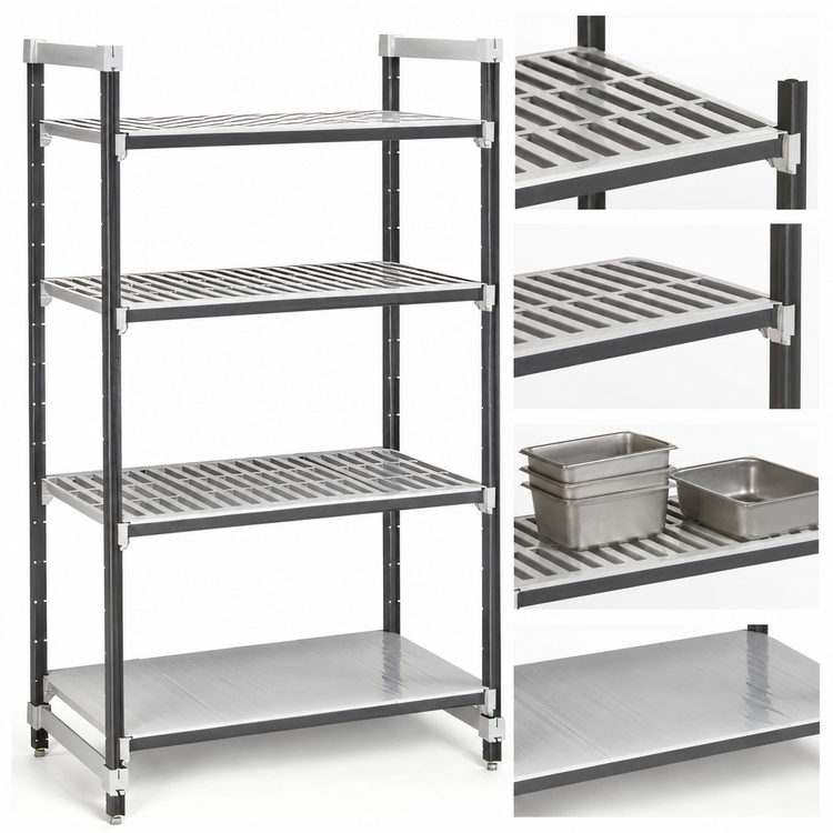 Product image #3 for Camshelving Elements XTRA 4-Tier Stationary Starter Unit, 24 x 72 x 72 Inches, 3 Vented Shelves + 1 Solid Shelf, Speckled Gray