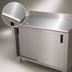 Thumbnail image #3 for Advance Tabco Special Value Enclosed Work Table with Cabinet Base, Mid-Shelf, Sliding Doors, and 5-Inch Backsplash, 96 x 24 Inches