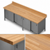 Thumbnail image #3 for John Boos 120 Inch x 30 Inch Wood Top Work Table with Stainless Steel Cabinet Base, Sliding Doors, and 4 Inch Coved Riser