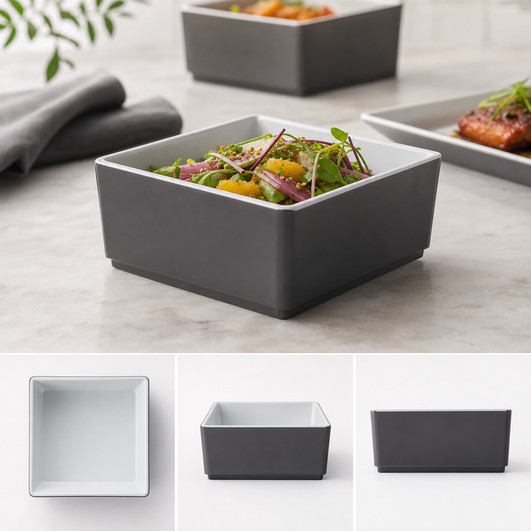 Product image #3 for American Metalcraft Unity Collection 16 oz Square Melamine Bowl, Graphite