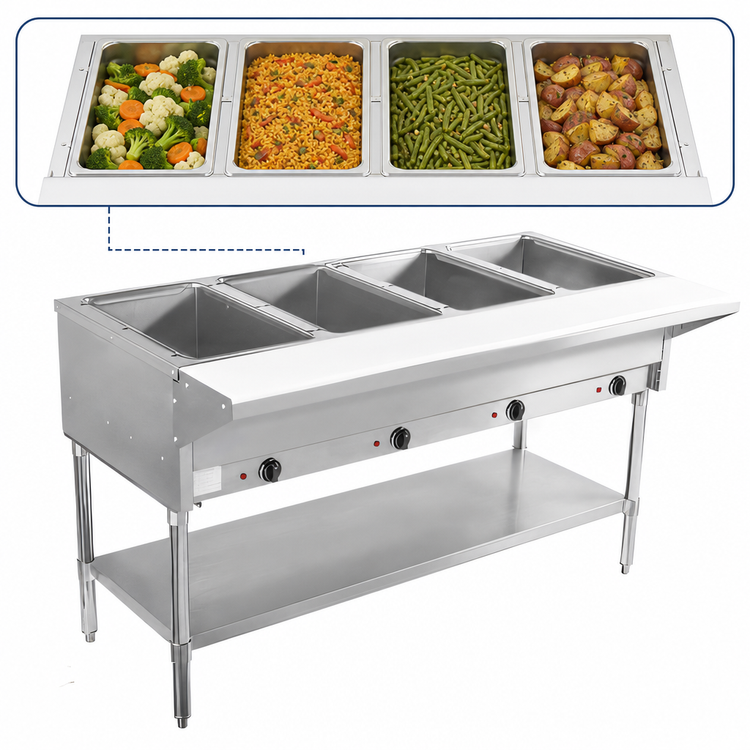 Product image #3 for BevLes 4-Well Electric Dry Heat Steam Table with Open Wells, 58-Inch, 208-230V
